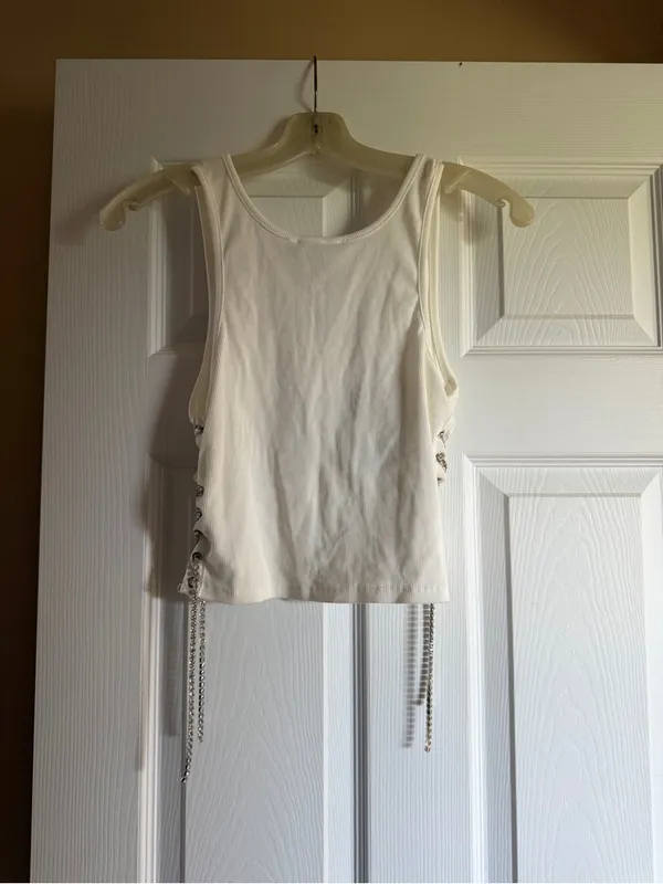 Forever 21 White 'Cowgirl Dreams' Rhinestone Lace-Up Crop Tank - Image 3