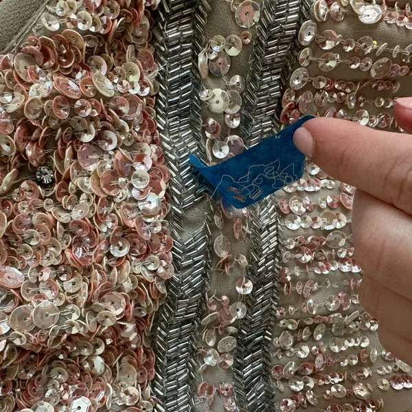Mac Duggal Sequined‎ V Neck Bishop Sleeve Midi Dress 93593 - Image 11