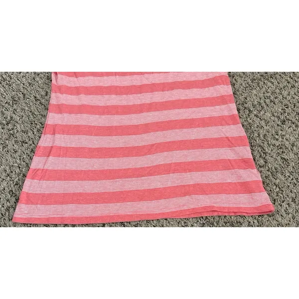 Old Navy‎ Vintage Women's Pink White Stripped V Neck Short Sleeve Tee Size Large - Image 4