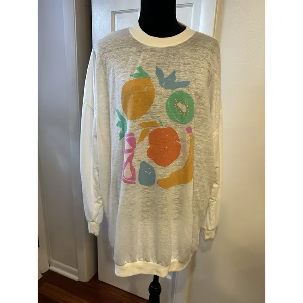 Show Me Your MuMu James Fruit Graphic Sweatshirt Sz. Large Oversized Lightweight - Image 3