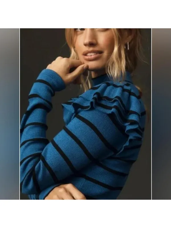 T.La Striped Ruffle Sleeve Top - Image 3