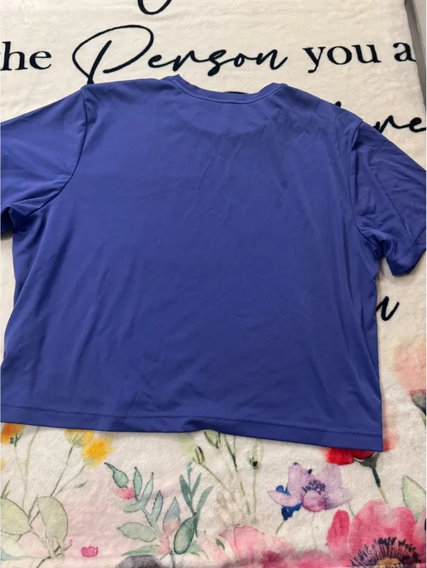 adidas Primeblue printed cropped t-shirt, royal blue, size XL - Image 4