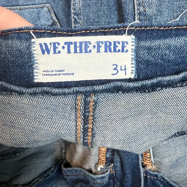 Free People Belted Front Seam Loose Fit Jeans Dark Wash Size‎ 34 - Image 5