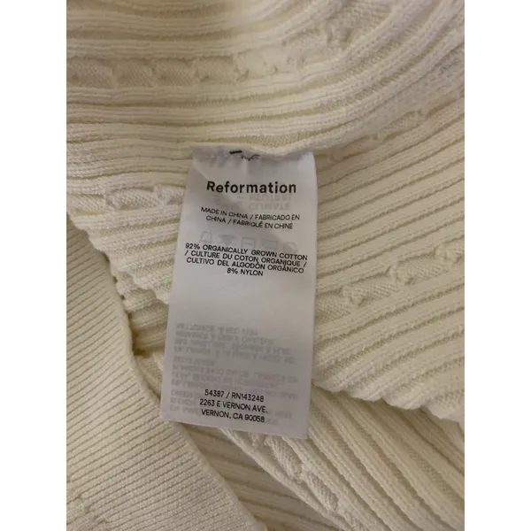 Reformation Tinsley Cable Knit Halter Sweater Dress Ivory Coastal Chic Medium - Image 5