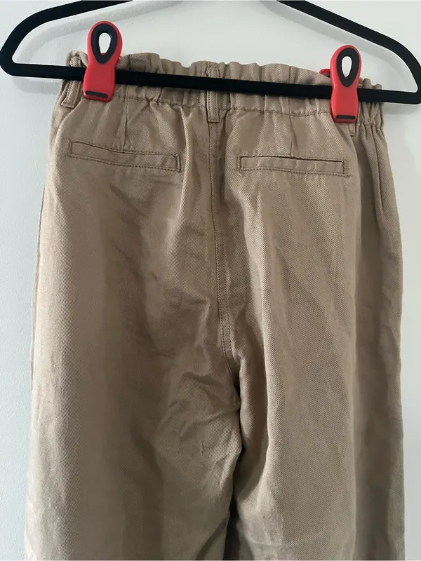 Gap Tan Khaki Wide Leg Pants 2 High Rise Elastic Waist Preppy Minimalist Coastal - Image 6