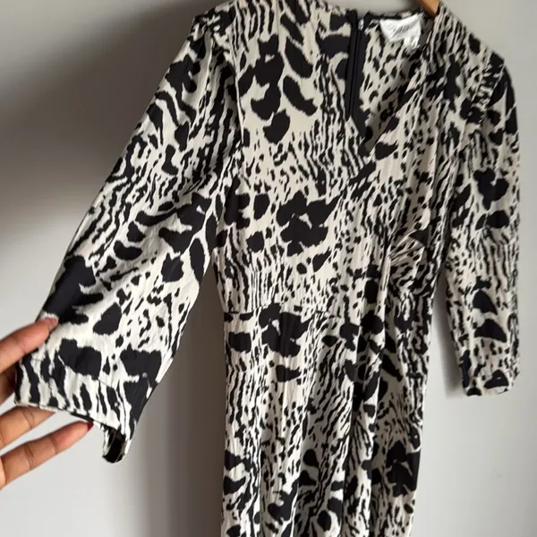 BA&SH Olga Abstract-print midi Dress In Ecru - Image 9