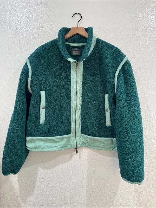 FP Movement by Free People Teal Sherpa Jacket with Mint Trim - Image 3