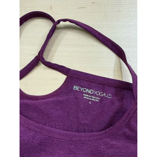 Beyond Yoga Womens Large Spacedye Slim Racerback Cropped Tank Bra Aubergine Beet - Image 5