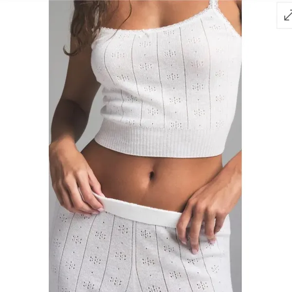 SKIMS White Sweater Knit Lounge Pants NWOT sz S - Image 3