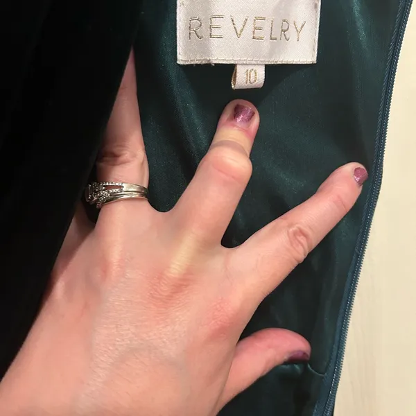 Revelry dark green sleeveless v neckline maxi dress, formal gown-Size 10 - Image 3