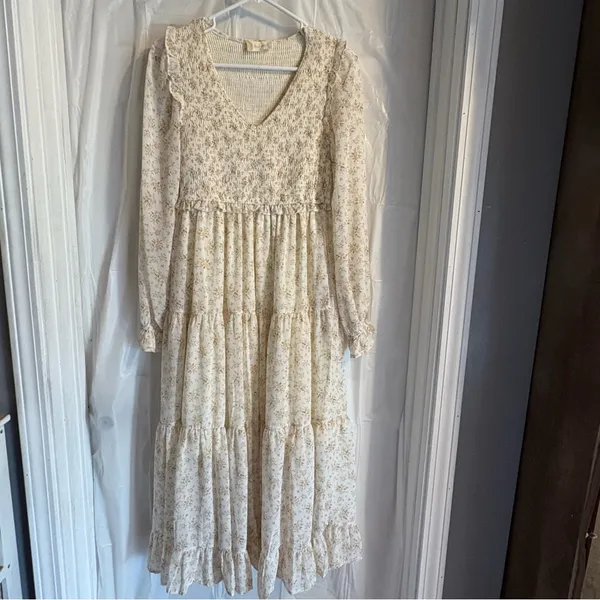 Altar'd State Prairie Dress Small Long Floral Smocked Tiered Cottagecore‎ Maxi - Image 2