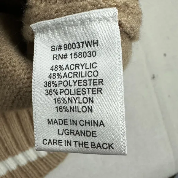 Love Tree Womens Large Cable Knit Cardigan Tan V-Neck Button-Up Sweater - Image 5