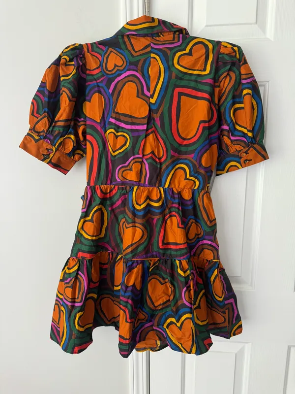Farm Rio Heart Print Front-Bow Mini Dress, Size XS - Image 8