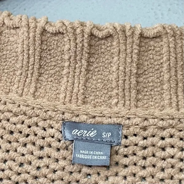 Aerie Oversized Sweater Size Small Beige Chenille Minimalist Lagenlook Slouchy - Image 3