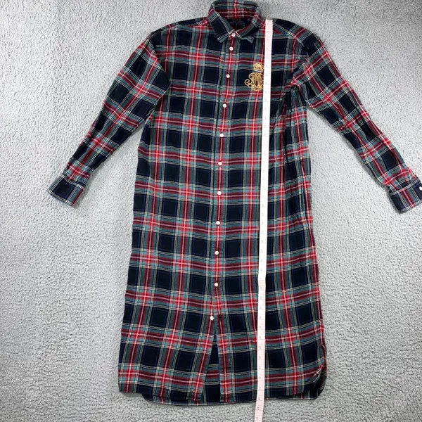Polo Ralph Lauren Brushed Twill Ballet Sleep Shirt Women Small Plaid Crest‎ Logo - Image 7