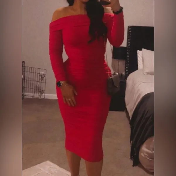 Red bodycon dress Size M - Image 2
