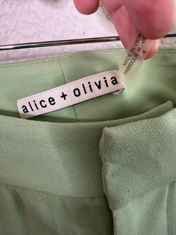 Alice + Olivia Deanna High Waisted Bootcut Trouser Pants in Seafoam Green Size 6 - Image 4