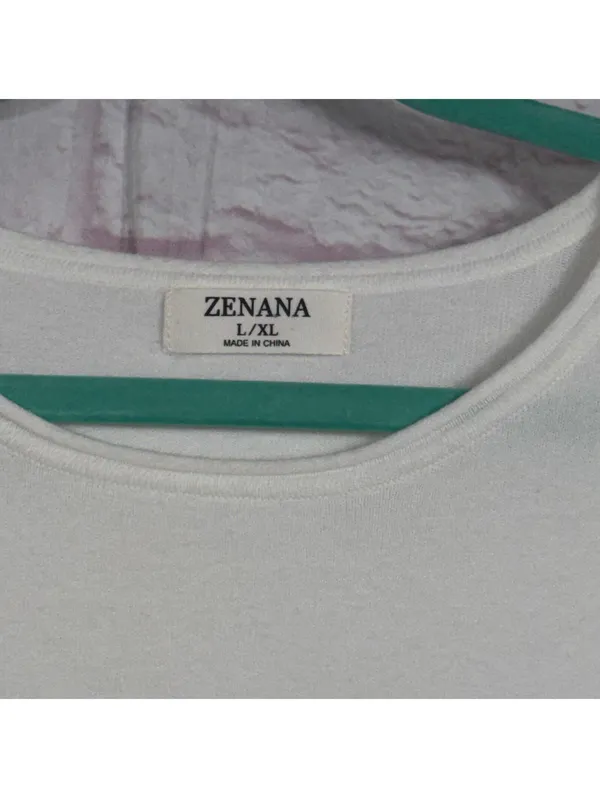 Zenana Women's L/XL White Sweater with Front Pockets - Image 3