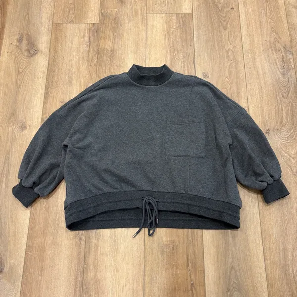 🌟NAP🌟 MOCK NECK SWEATSHIRT DRAWSTRING HEM GRAY SZ S - Image 3