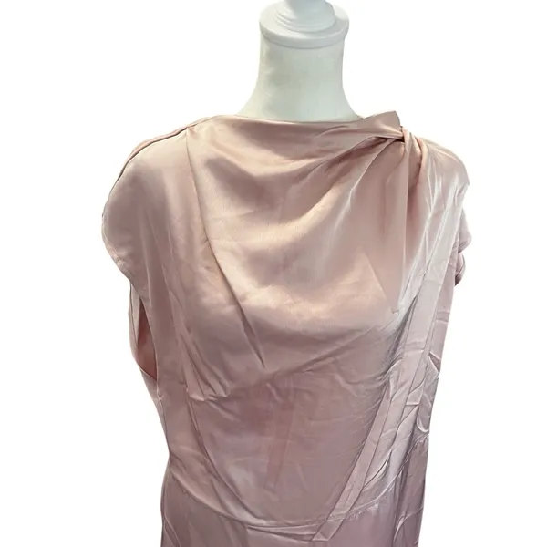 Fehaute XXL Pink Satin Midi Dress | Elegant Cowl Neck Sleeveless - Image 4