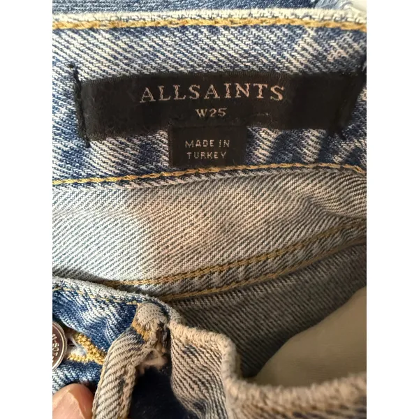 AllSaints Denim Shorts Raw Hem High Rise Festival Boho Summer Size‎ 25 - Image 4
