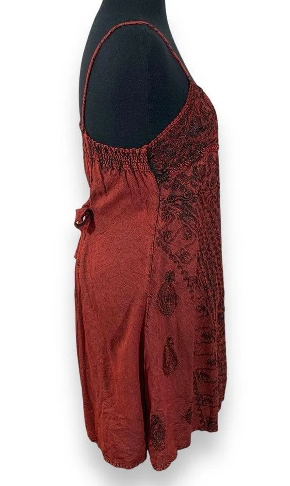 Vintage Step In Style Red & Black Embroidered Dress - Image 11
