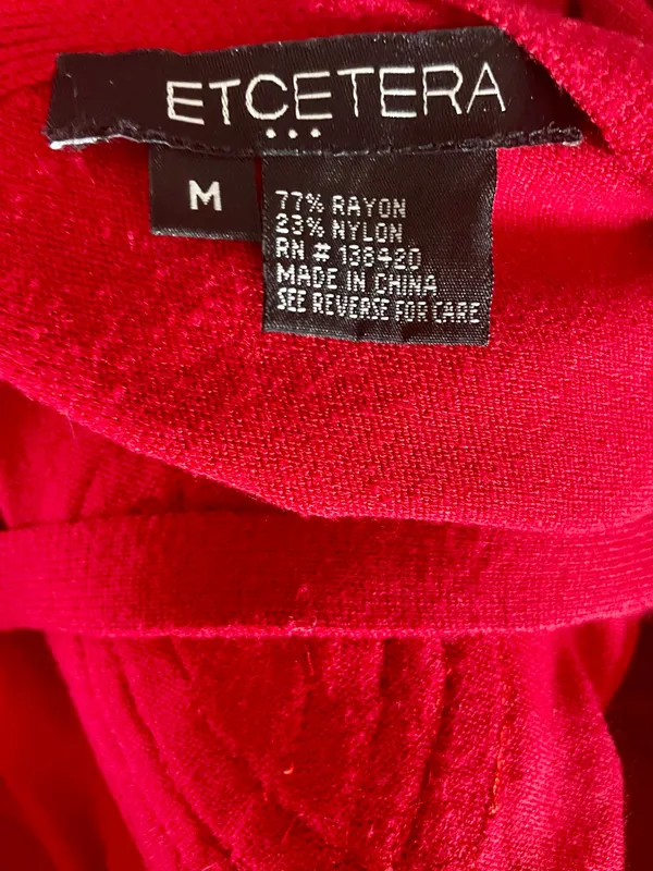 Etcetera Red Sweater with Scroll Detail in size M - Image 3