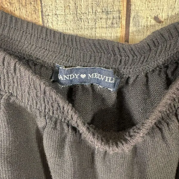 Brandy Melville Black Maura Whimsigoth Puff Sleeve Crop Top Dark Coquette - Image 3