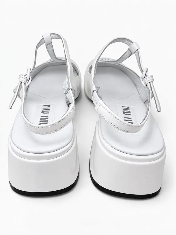 Miu Miu White Patent Leather Mary Jane T‑Strap Square Toe Slingback Pumps EU36 - Image 7