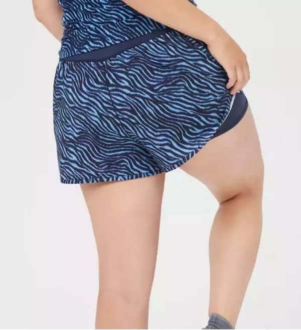 AERIE Offline by Aerie Zebra Print Lined Running Activewear Shorts Blue Size L - Image 4