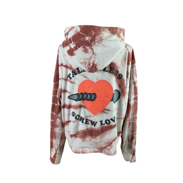 Talentless Screw Love Tie Dye Hoodie Organic Cotton Sweatshirt Large Brown White - Image 3