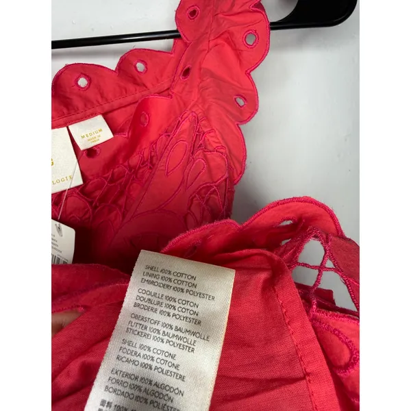 NEW Maeve for Anthropologie Red Coral Eyelet Tank Top Size Medium - Image 4
