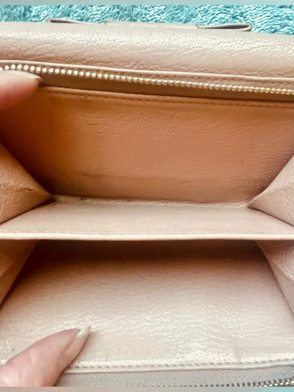 Miu Miu Madras Fiocco Trifold Wallet Blush Pink Leather Bow COA Authentic -EUC - Image 5