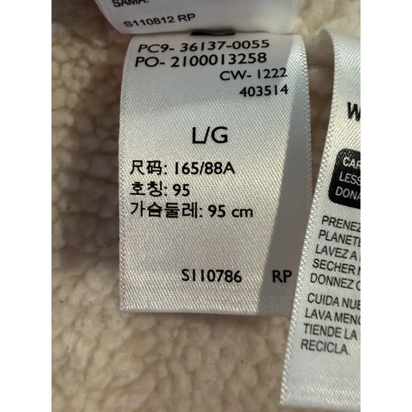 Levi's Sherpa Trucker Jacket Corduroy Cream Ivory Size L Fleece Lined Coat - Image 11