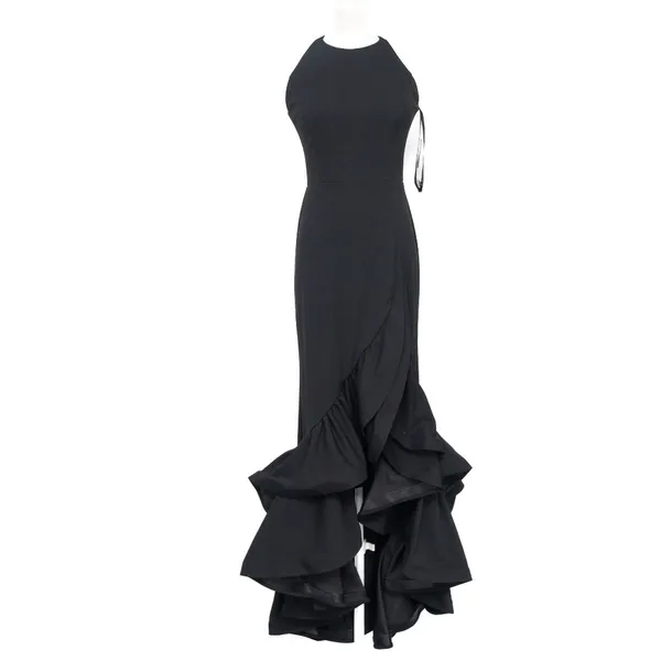 Betsy & Adam. Arielle Scuba‎ Crepe Ruffle Slit Gown. - Image 2