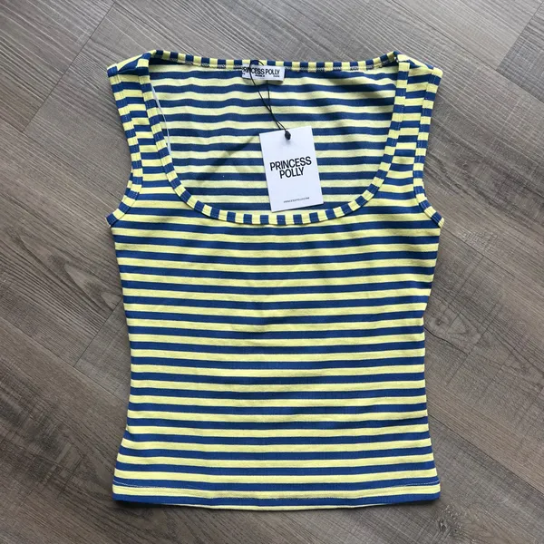 NWT Princess Polly Arivelle Tank Top Blue / Yellow Stripe - Image 3