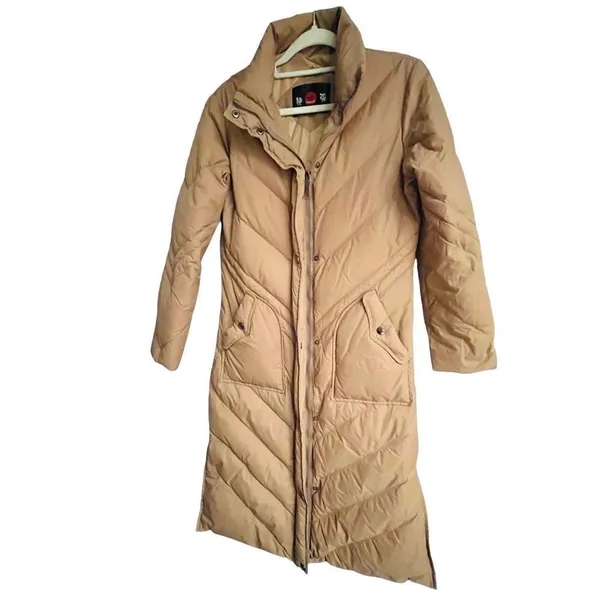Cozy Casual Toffee Down Puffer Long Trench Coat Small - Image 4