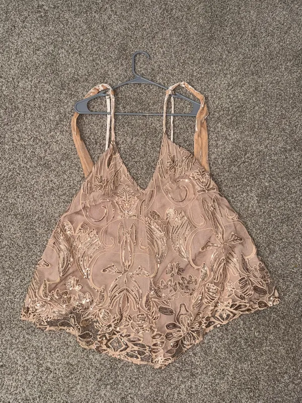 Free People Swingin' It Romper Champagne - Image 3