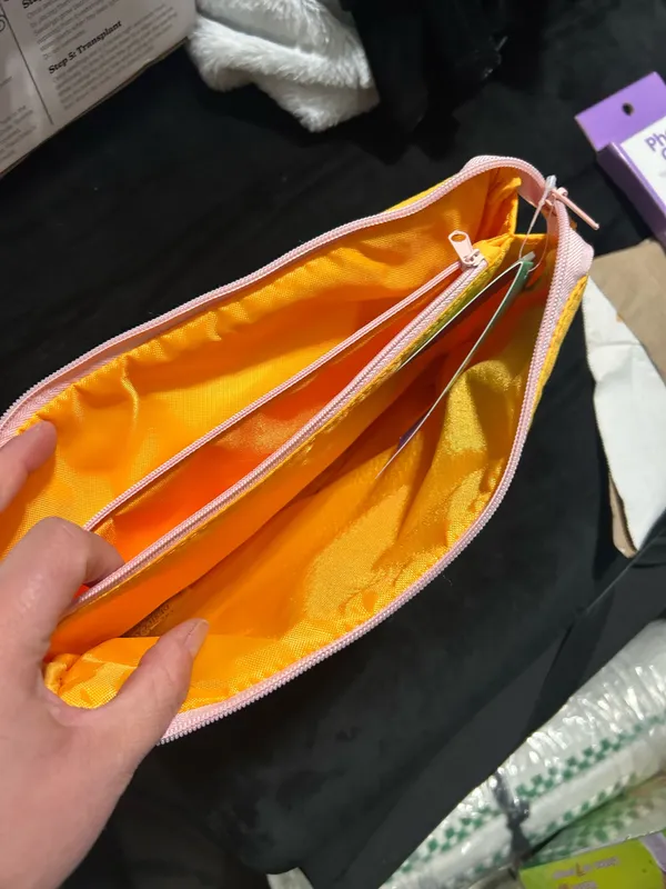 Yellow soft cloth, travel bag with three compartments - Image 3