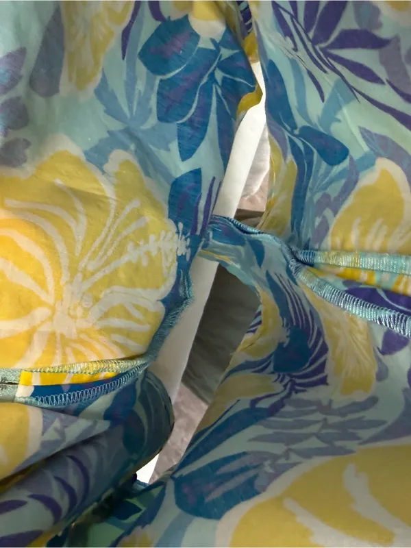 Y2K Vintage Lilly Pulitzer Cotton Floral Tropical Mini Skirt Shorts Blue Yellow - Image 7