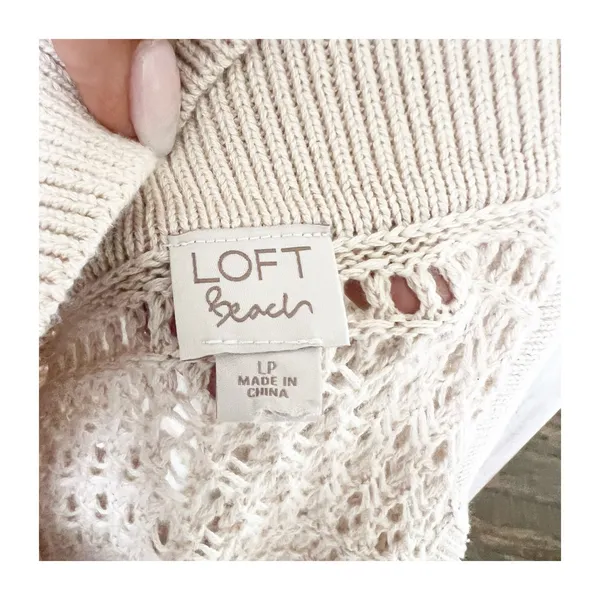 Loft Beach Maxi Dress LP Tan Crochet Open Knit Short Sleeve Cover Up Outdoor - Image 10