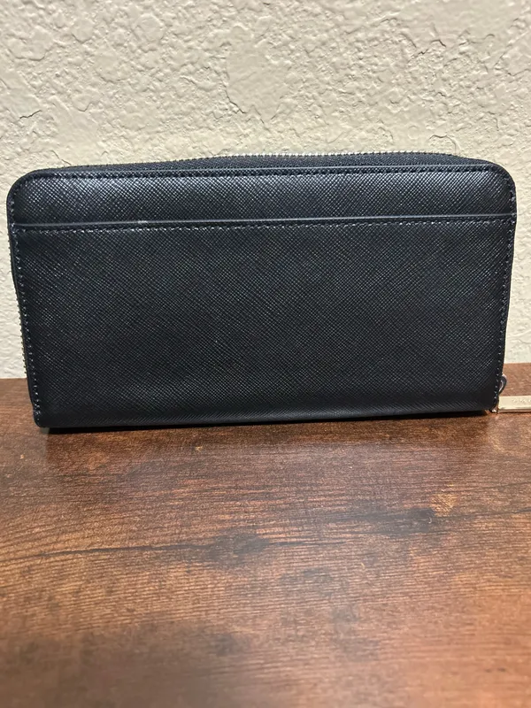 kate spade new york Black Solid Zip-Around Wallet Logo Zipper Card Slots - Image 3