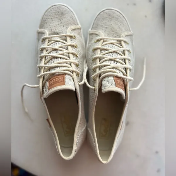 Keds woven neutral lace up sneakers sz 9 - Image 3