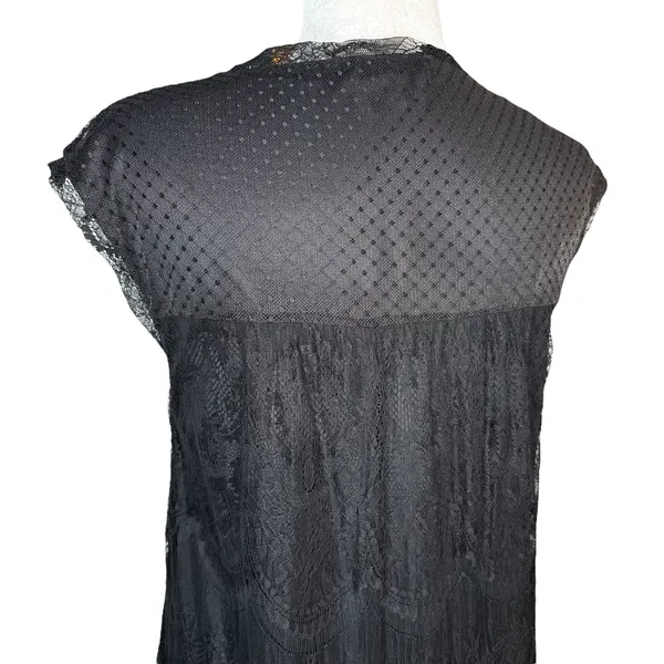 Garnet‎ Hill Babydoll Dress S Sheer Lace Overlay Bow Tie Whimsigoth Dark Fairy - Image 9