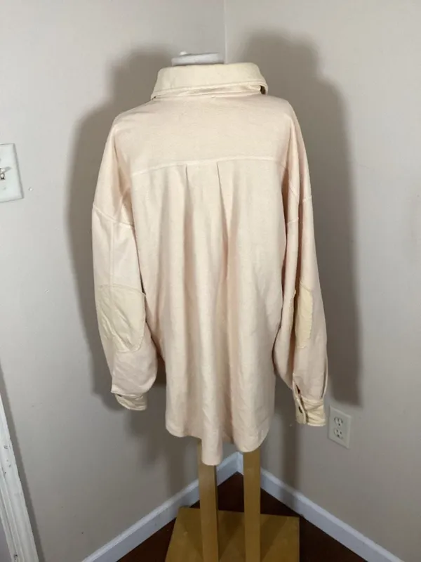 Free People Ruby Jacket Fleece Shacket in Peach, Size Large - Image 3
