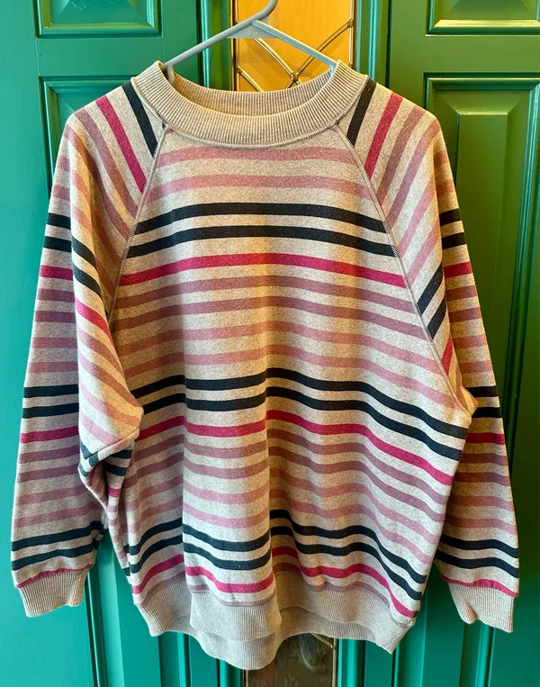 American Eagle Oversized Striped Sweatshirt Retro 90s Indie Raglan Pullover XS - Image 2