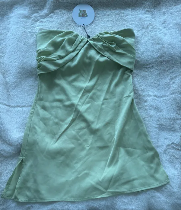 Irena Princess Polly Mini Dress Strapless Green - Image 2