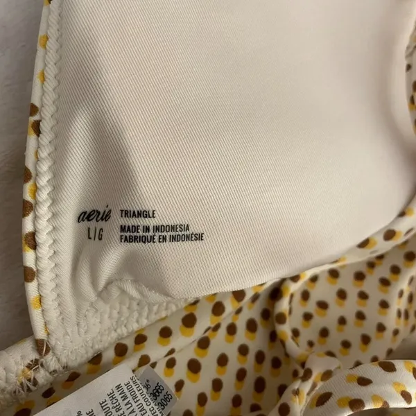 Aerie Cream and Brown Polka Dot Bikini Top - Image 4