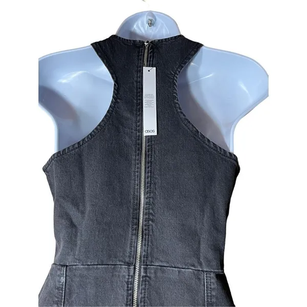 ASOS Denim Racer Dress In Washed Black 0‎ - Image 5