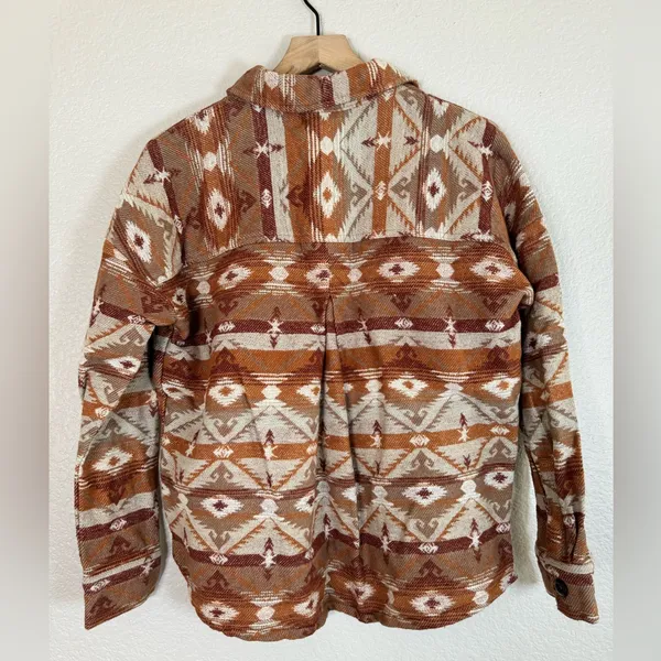 ROCK & ROLL Denim Southwestern Western Jacquard Shacket Shirt Jacket Medium $80 - Image 6
